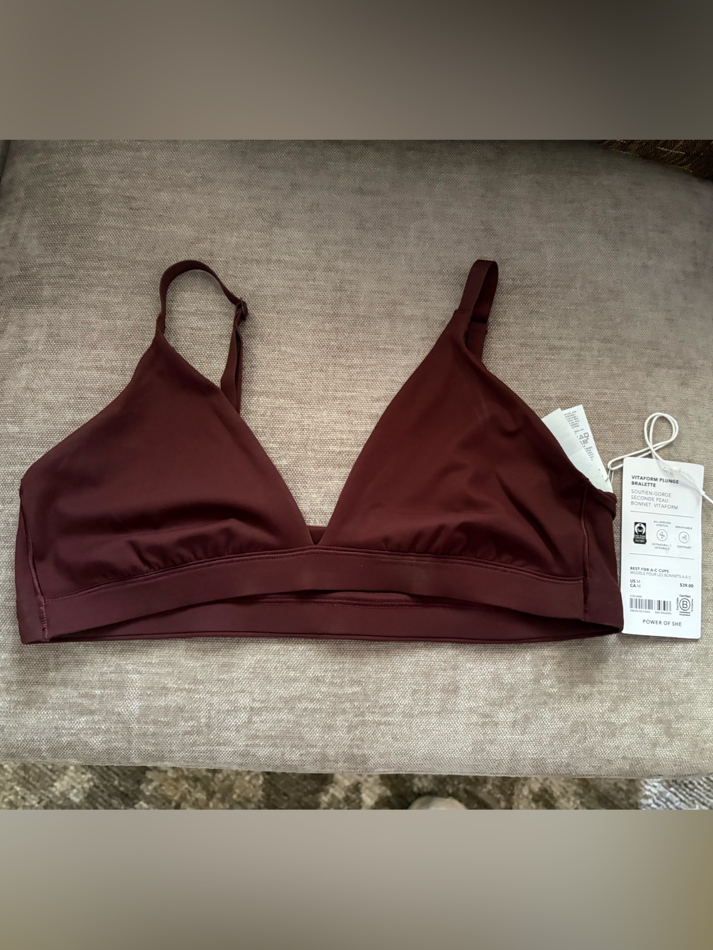 Athleta Deep Wine Triangle Bralette